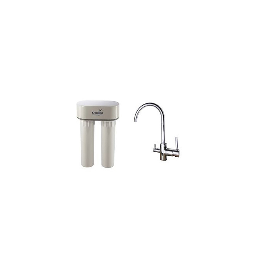 Purificateur d'eau Doulton DUO BIOTECT CALCAIRE 3072C + Robinet mitigeur 3 voies haut brillant - 3072R3VHB