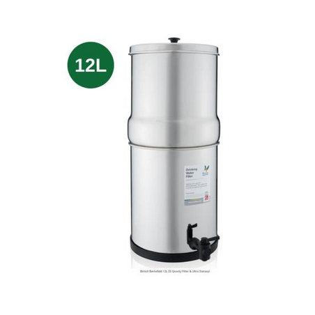 Berkefeld 12 L Purificateur d'eau à gravité BRITISH BERKEFELD - équipé de 4 cartouches ultra Sterasyl certifié NSF- BB12L4