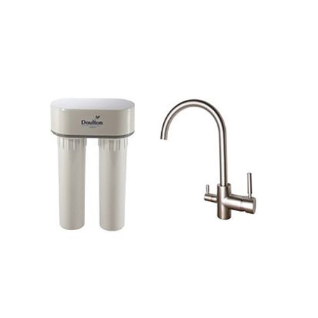 Purificateur d'eau Doulton DUO CALCAIRE BIOTECT 3072C + Robinet mitigeur 3 voies haut brossé - 3072R3VHS