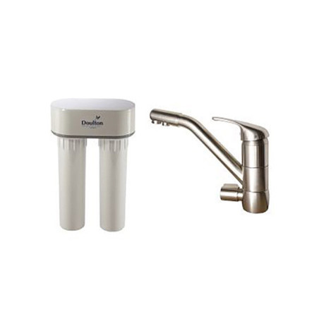 Purificateur d'eau Doulton DUO BIOTECT CALCAIRE 3072C + Robinet mitigeur 3 voies classique brossé - 3072R3VBS